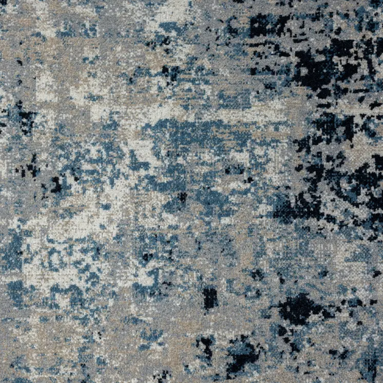 5' X 7' Blue Abstract Distressed Washable Area Rug