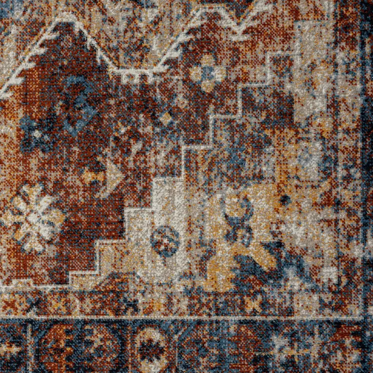 5' X 7' Blue Medallion Distressed Washable Area Rug