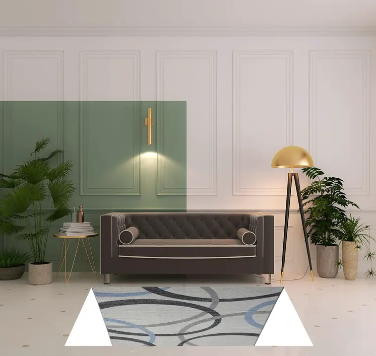5' X 7' Ivory Blue and Gray Geometric Area Rug