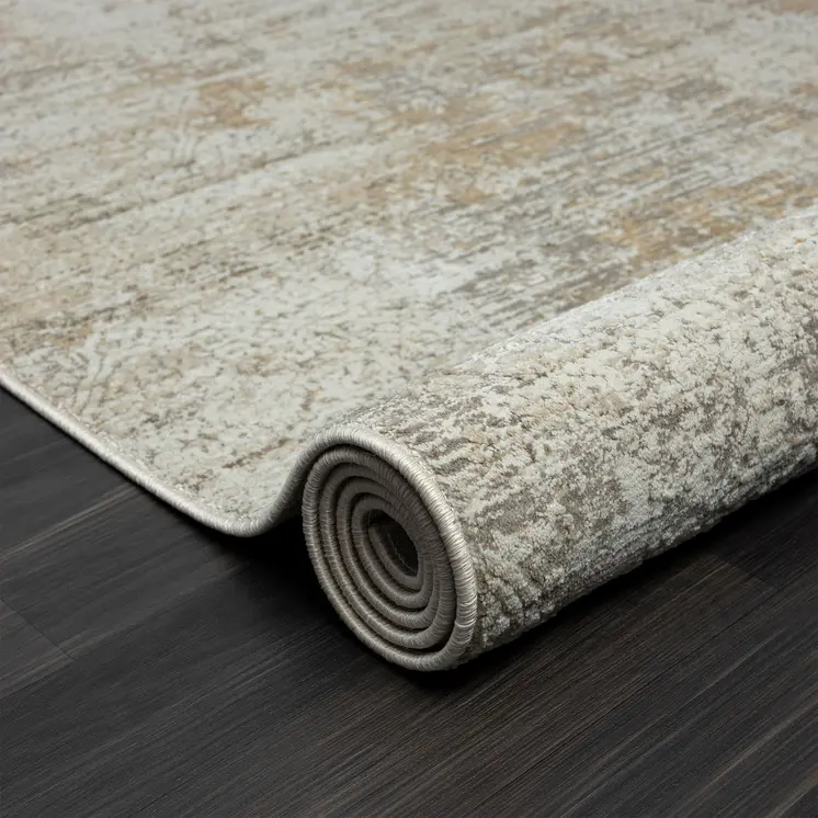 2' X 10' Gray Damask Distressed Runner Rug