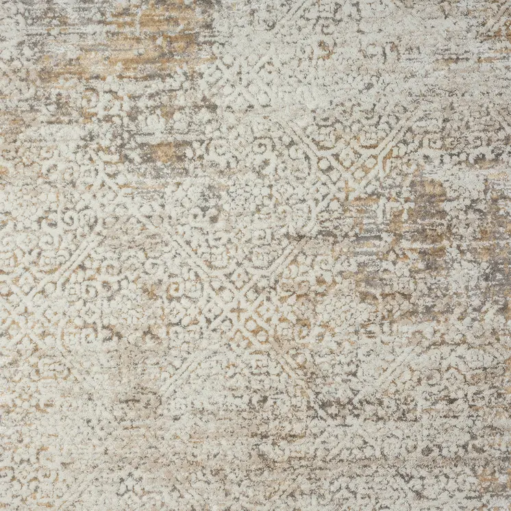 2' X 10' Gray Damask Distressed Runner Rug