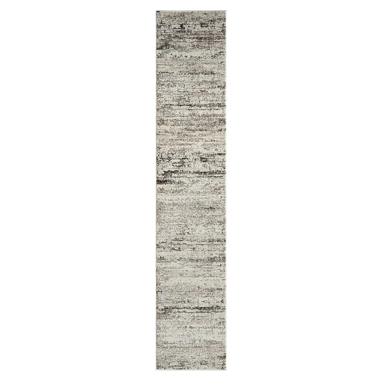 2' X 10' Beige Abstract Distressed Runner Rug