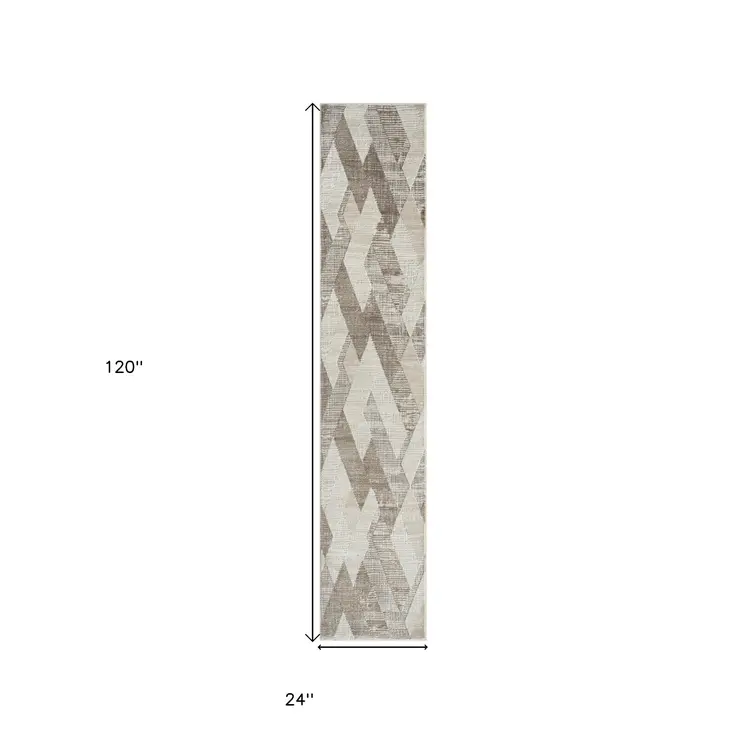 2' X 10' Gray Geometric Runner Rug