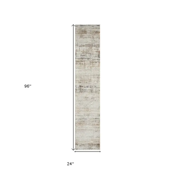 2' X 8' Gray Abstract Distressed Runner Rug