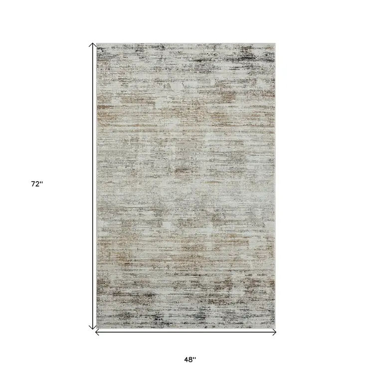 4' X 6' Gray Abstract Distressed Area Rug