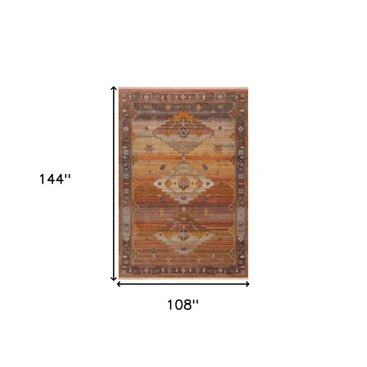 9' X 12' Brown Southwestern Area Rug