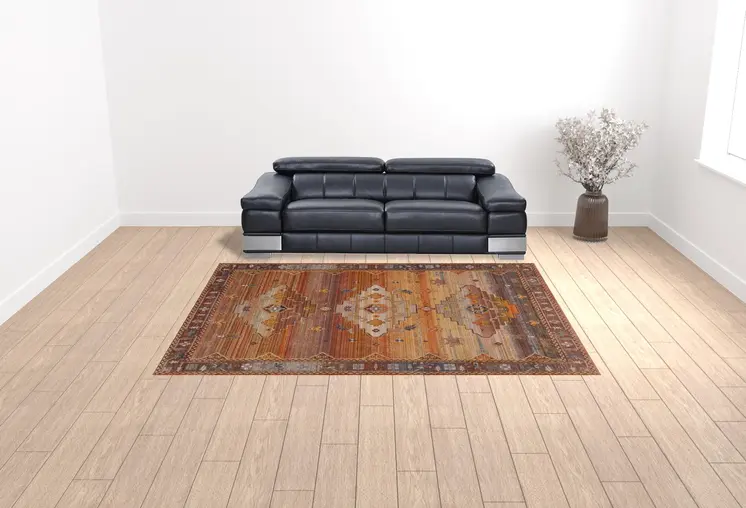 9' X 12' Brown Southwestern Area Rug