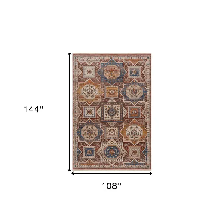 9' X 12' Red Southwestern Area Rug
