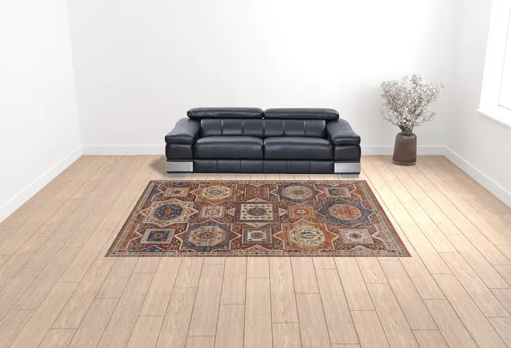 9' X 12' Red Southwestern Area Rug
