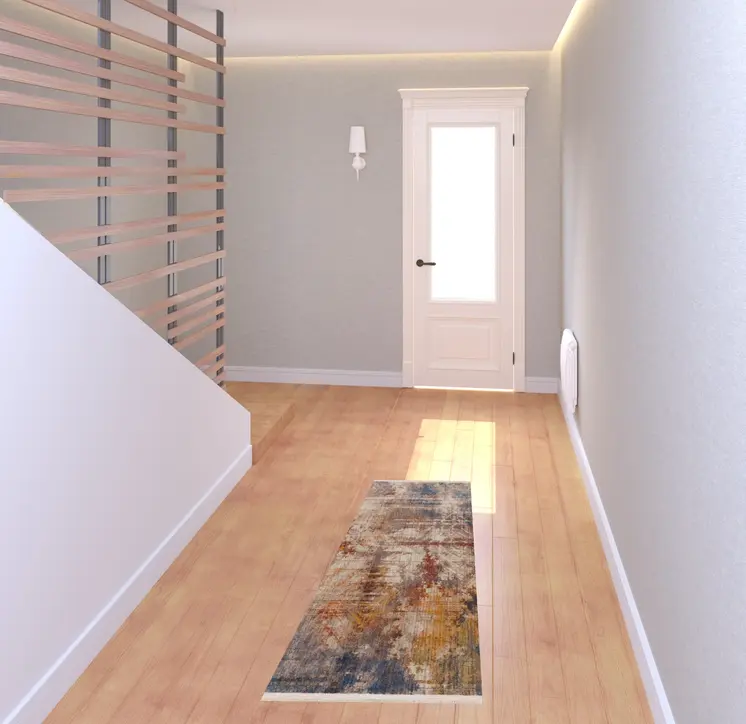 2' X 6' Gray Abstract Distressed Runner Rug