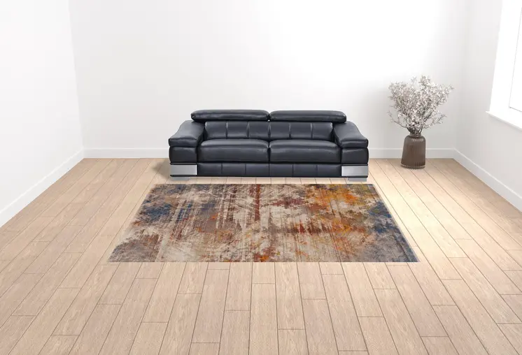 9' X 12' Gray Abstract Distressed Area Rug