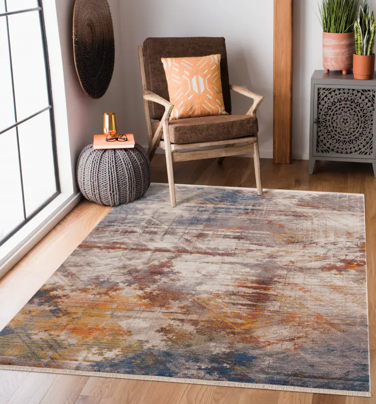 9' X 12' Gray Abstract Distressed Area Rug