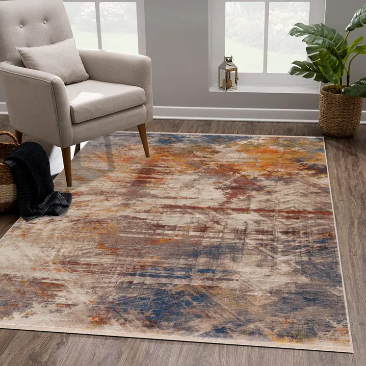 9' X 12' Gray Abstract Distressed Area Rug