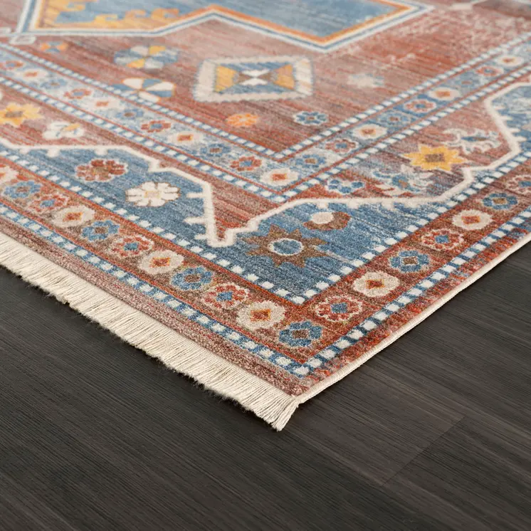 5' X 8' Red Southwestern Area Rug