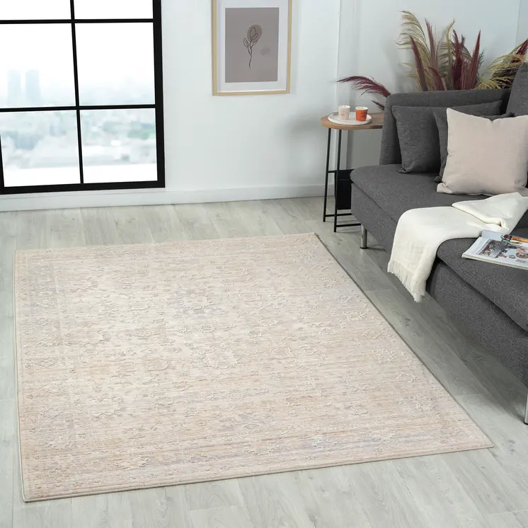 4' X 6' Gray Botanical Area Rug