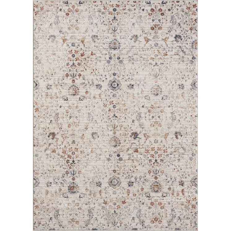 4' X 6' Ivory Floral Area Rug