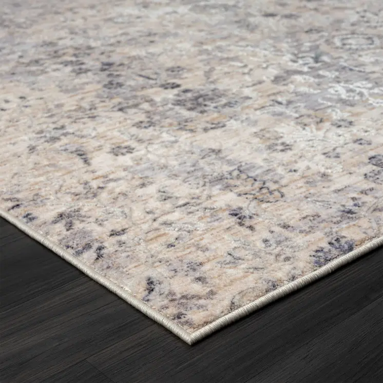 4' X 6' Gray Floral Area Rug