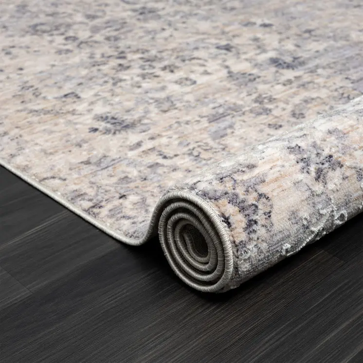 4' X 6' Gray Floral Area Rug