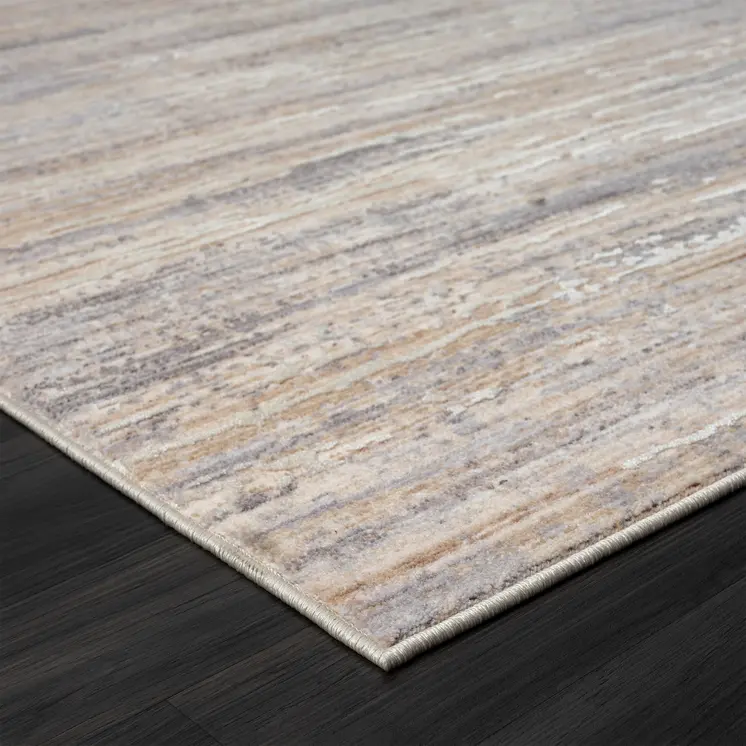 4' X 6' Beige And Gray Striped Area Rug