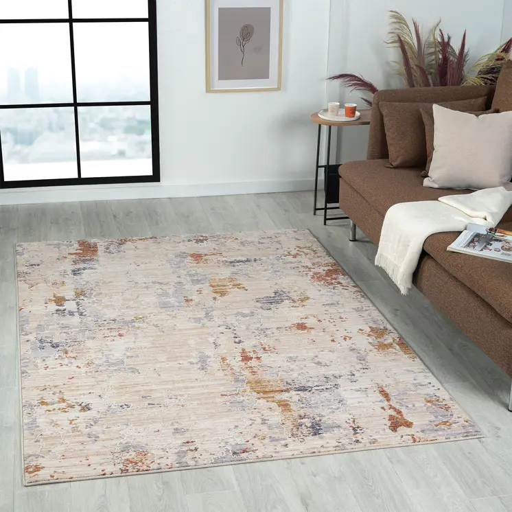 4' X 6' Beige Abstract Area Rug