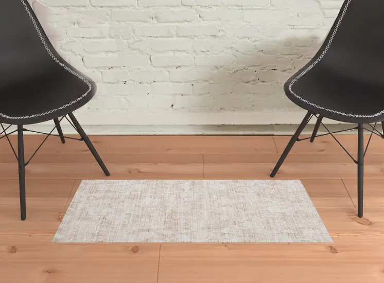2' X 3' Beige Abstract Area Rug