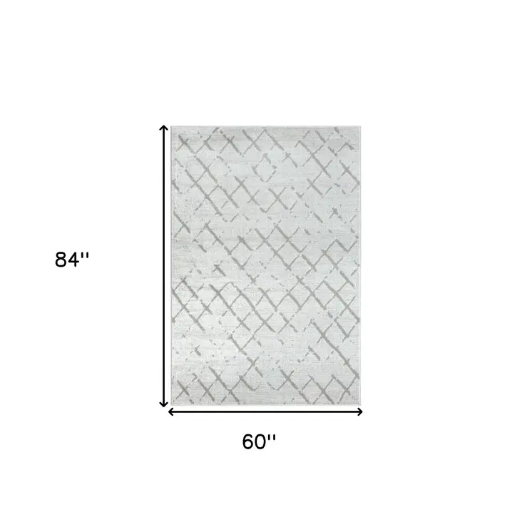 5' X 7' Cream Geometric Area Rug