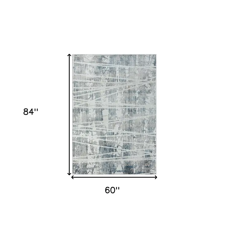 5' X 7' Blue Abstract Area Rug