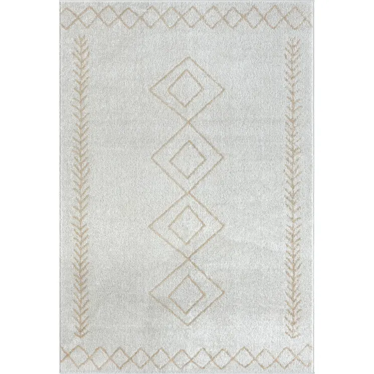 8' X 10' Cream Diamond Area Rug