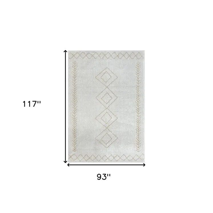 8' X 10' Cream Diamond Area Rug