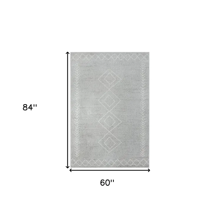 5' X 7' Gray Diamond Area Rug