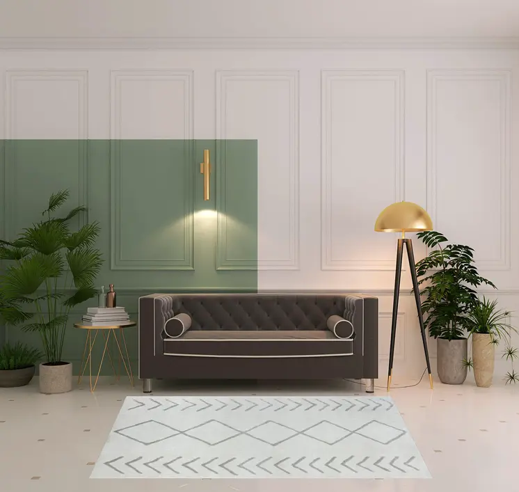 5' X 7' Cream Diamond Area Rug