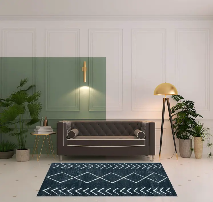 5' X 7' Blue Diamond Area Rug