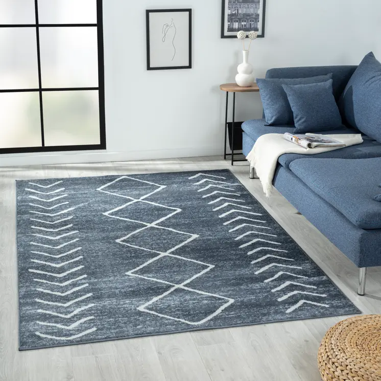 8' X 10' Blue Diamond Area Rug