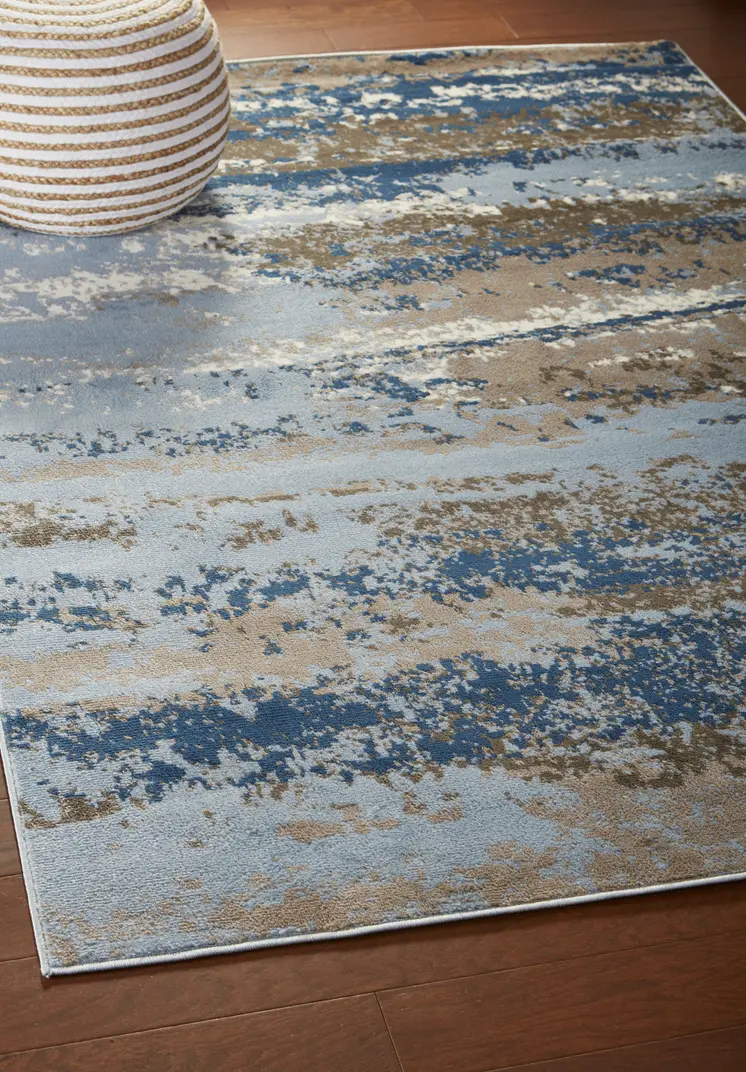 5' X 7' Blue Abstract Area Rug