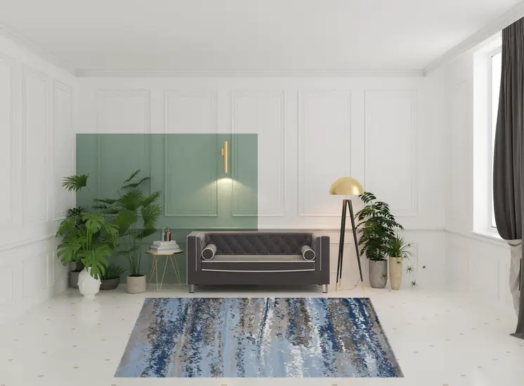 8' X 10' Blue Abstract Area Rug