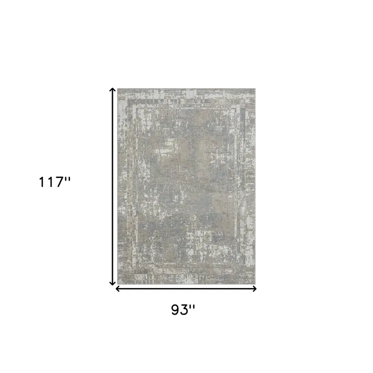 8' X 10' Gray Abstract Distressed Washable Area Rug