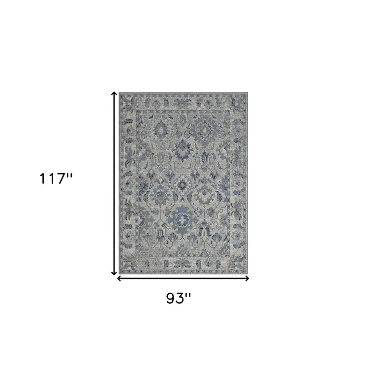 8' X 10' Blue Floral Area Rug