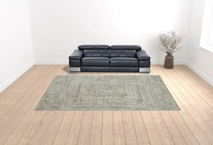 10' X 14' Beige Abstract Distressed Area Rug