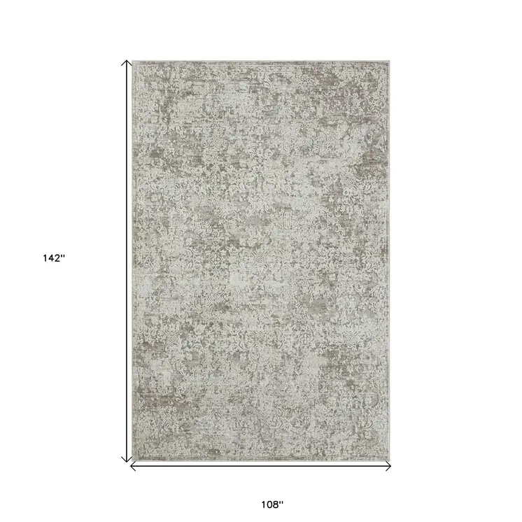 9' X 12' Gray Abstract Distressed Area Rug