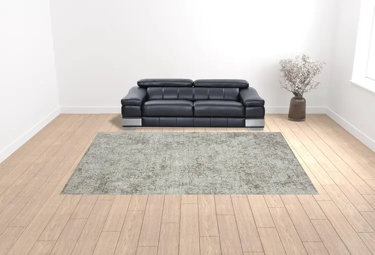 10' X 14' Gray Abstract Distressed Area Rug