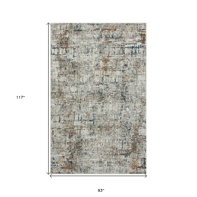 8' X 10' Gray Abstract Distressed Area Rug