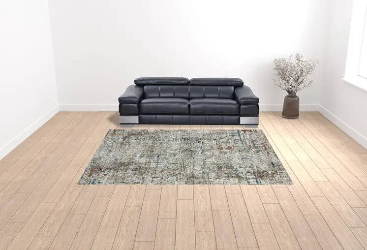9' X 12' Gray Abstract Distressed Area Rug