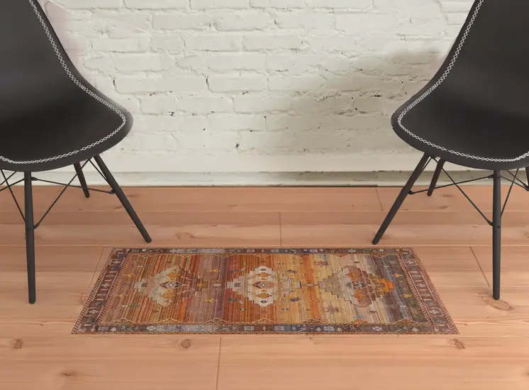 2' X 3' Brown Southwestern Area Rug