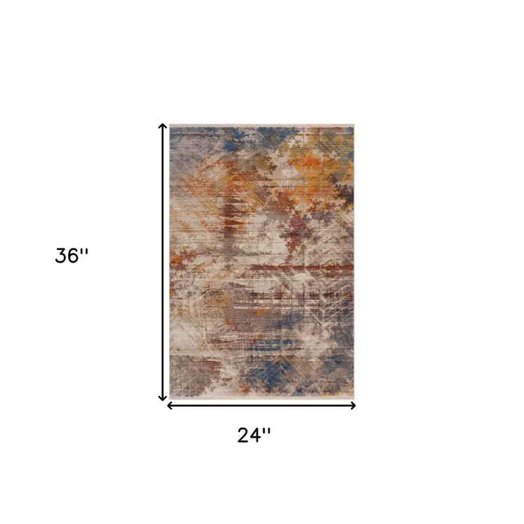2' X 3' Gray Abstract Distressed Area Rug
