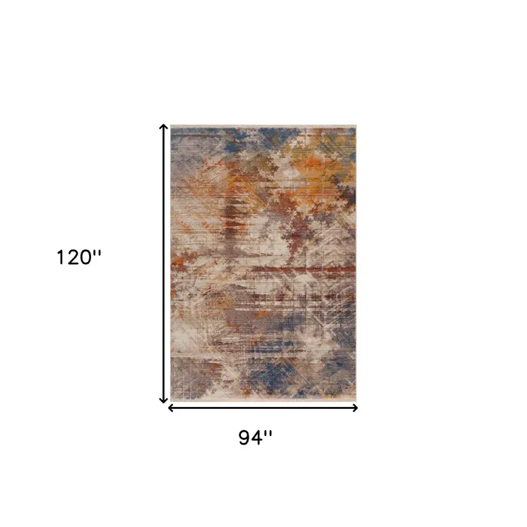 8' X 10' Gray Abstract Distressed Area Rug