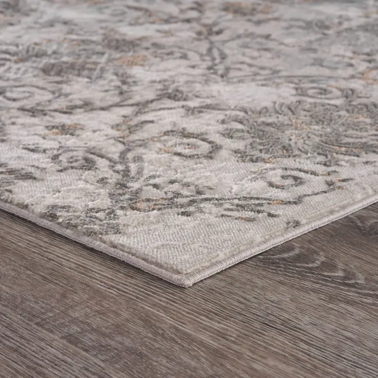 5' X 8' Cream Abstract Distressed Area Rug