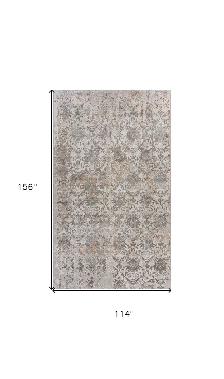 10' X 14' Cream Abstract Distressed Area Rug