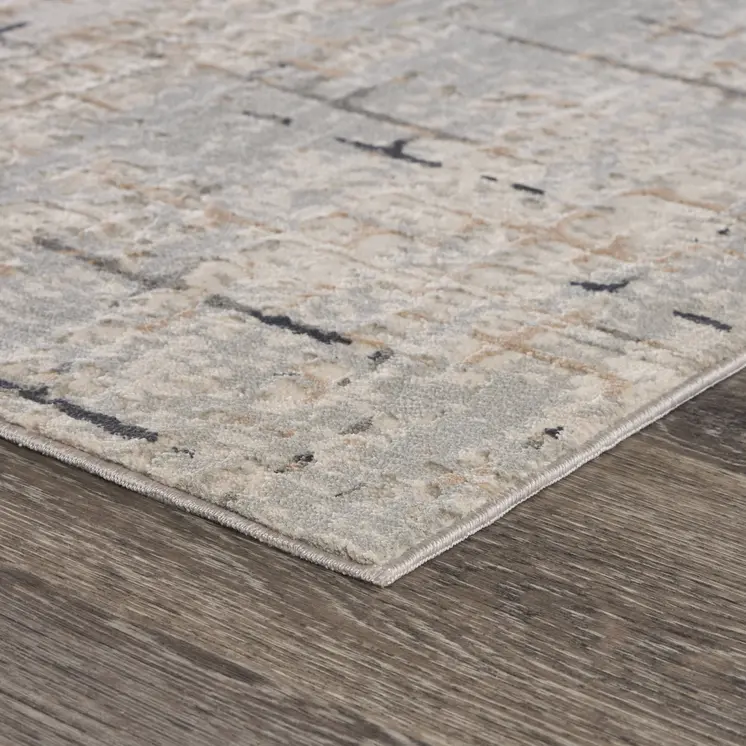 2' X 8' Cream Abstract Runner Rug