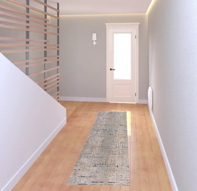 2' X 8' Cream Abstract Runner Rug