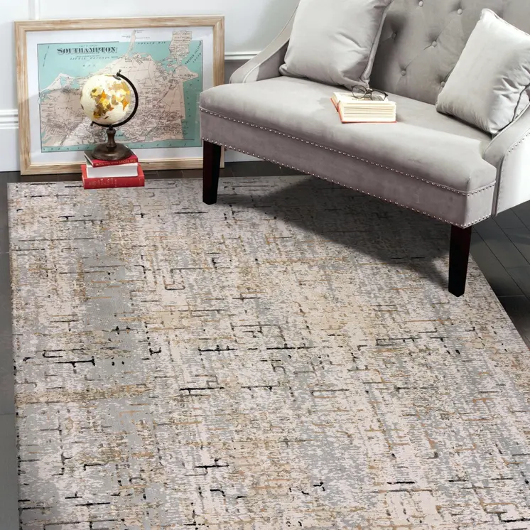 5' X 8' Cream Abstract Area Rug